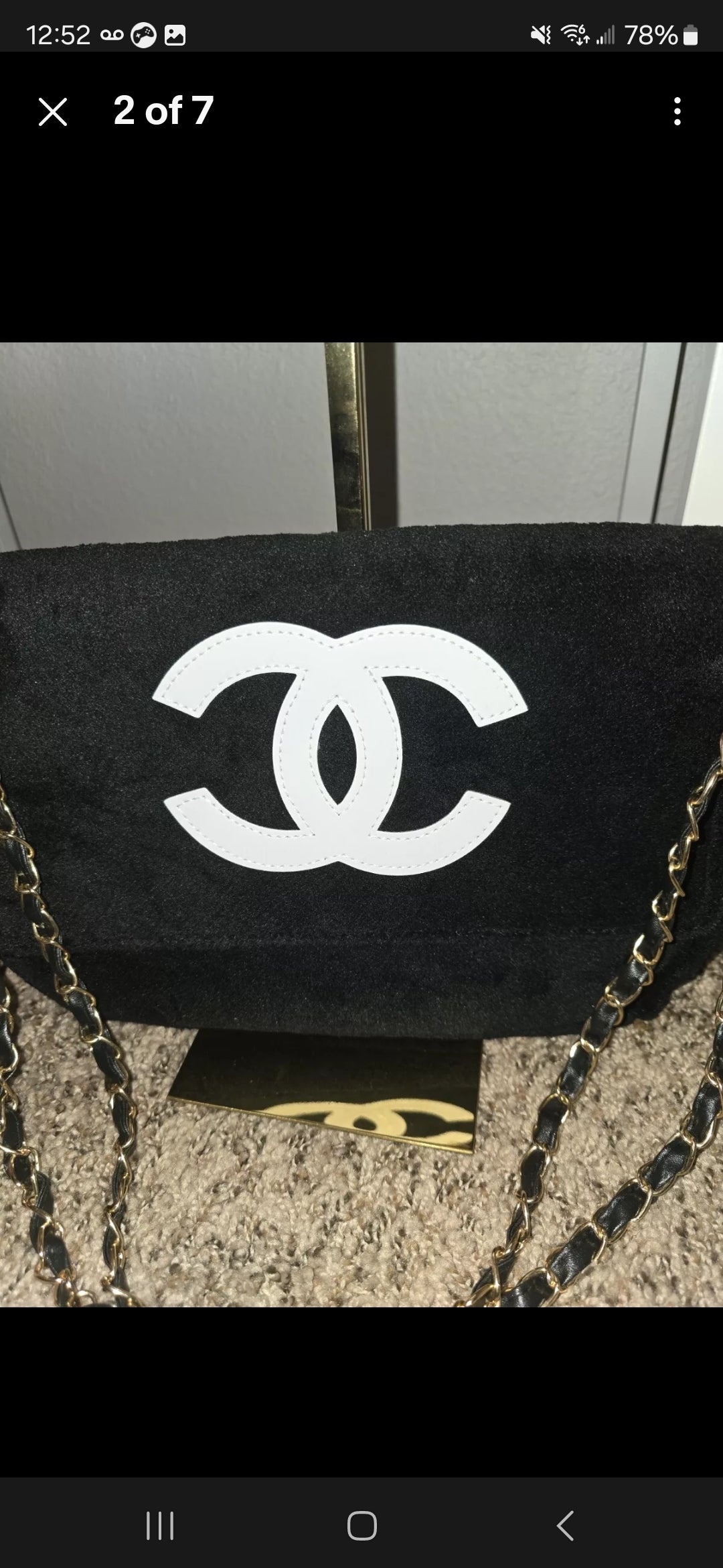 Chanel Prescion Black With White CC & Chain Terry Cloth Chain 2 Way bag (NWT)