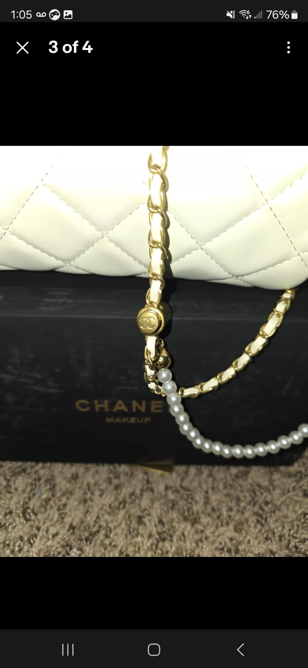 Chanel Makeup CC Gold , White & Gold 2 Way Barrel Bag W/ chain & pearl Strap (BNIB)