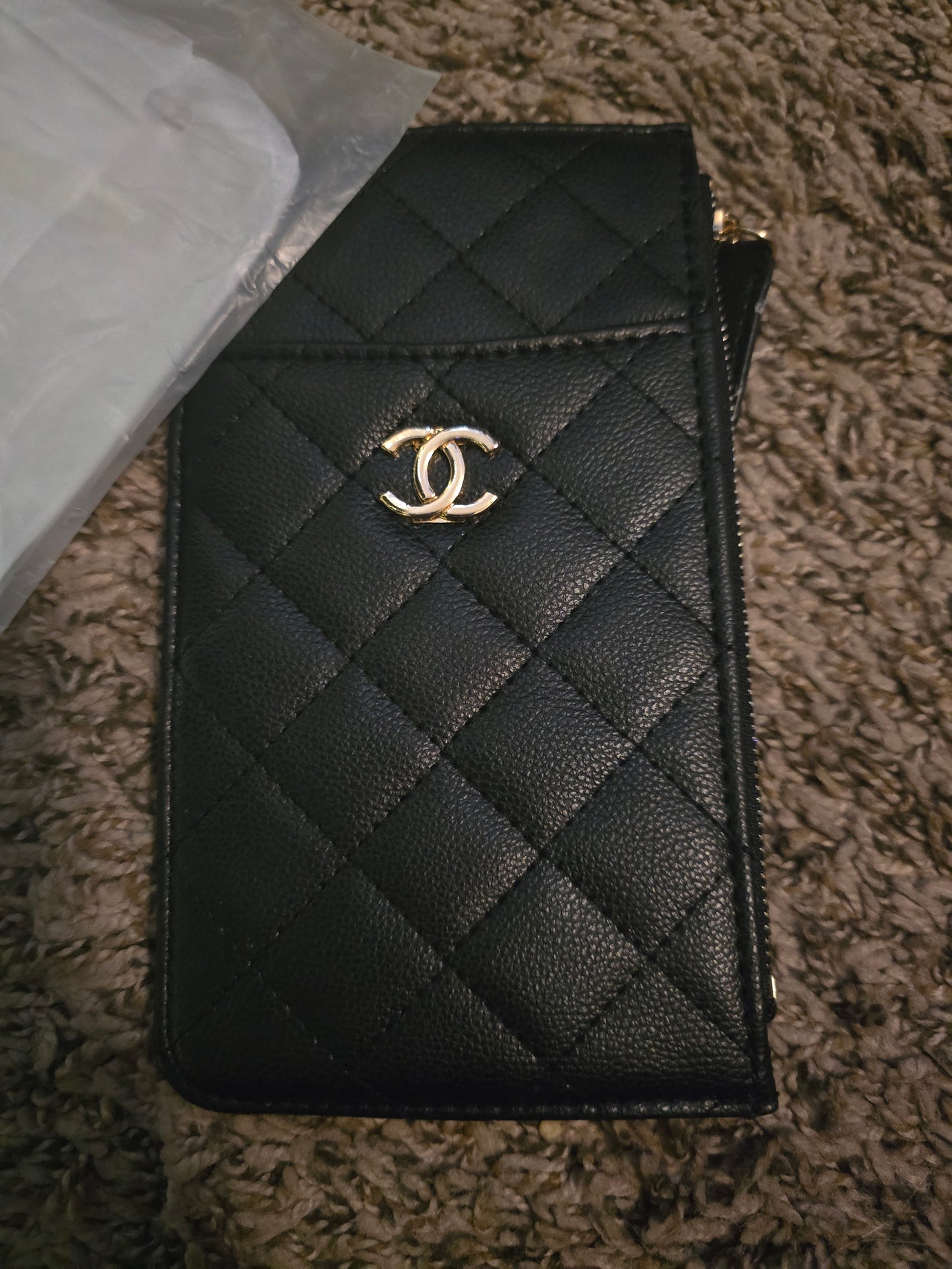 Chanel Makeup Quilted Faux Leather CC Gold W/ Hot Pink Interior Card/Phone Case Holder (NWT)