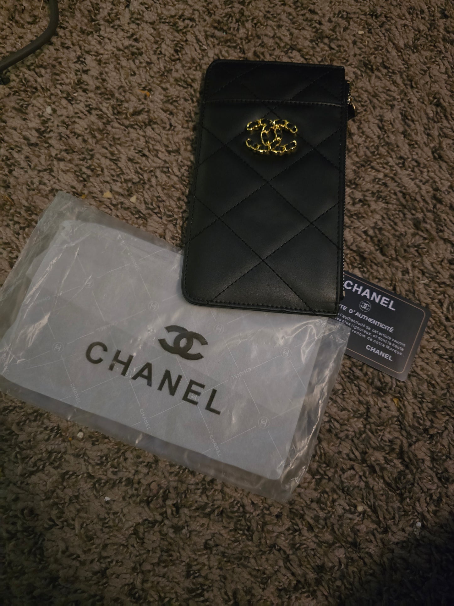 Chanel Makeup Quilted Faux Leather CC Rope Chain Red Interior Card/Phone Case (NWT)(COMES WITH CARD)